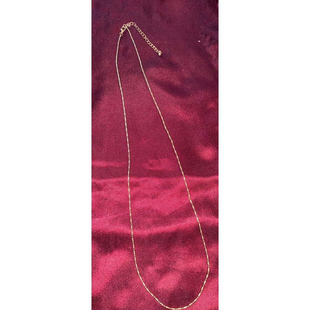 Gold Tone Minimalist Textured Bar Link Long Layering Chain Necklace 26 Inch